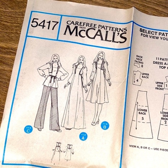 Vintage 1977 McCalls dress/top sewing pattern - Picture 4 of 7